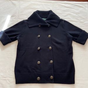Lauren Ralph Lauren Black Shirt Sleeve Sweater - Sz M